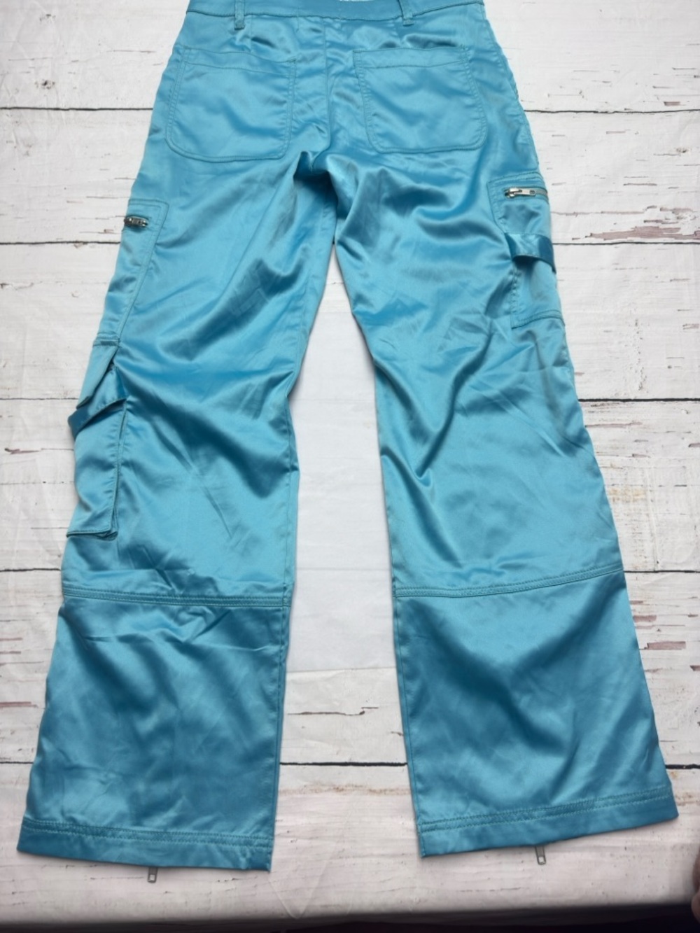BDG Satin Flight Cargo Pants Blue Size 2 Y2K Streetwear - Picture 11 of 11